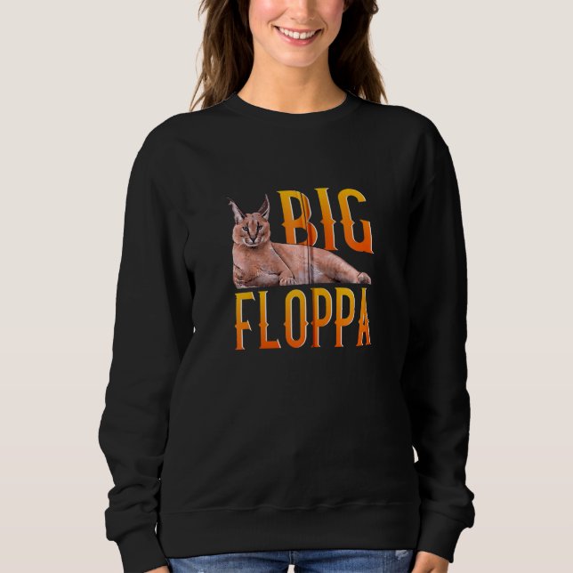 Big Floppa Meme Cute Caracal Cat Zip Sweatshirt (Front)