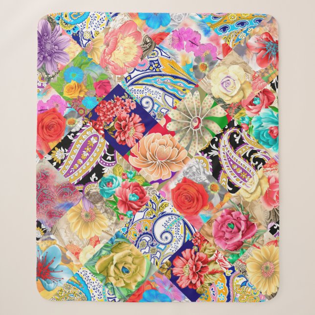 big flowers collection sherpa blanket (Front)
