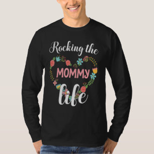 Big Flowers Heart Rocking The Mummy Happy Mama Son T-Shirt
