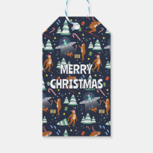 Big Foot, Aliens, & Reindeer Sci-Fi Christmas Gift Tags
