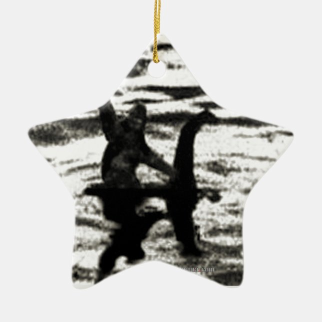 Big Foot and Bessie The lake monster sighting Ceramic Tree Decoration (Front)