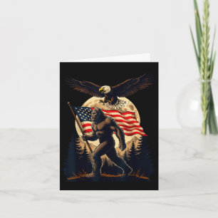 Big foot bigfoot sasquatch american flag patriotic card