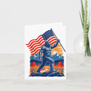 Big foot bigfoot sasquatch american flag patriotic card