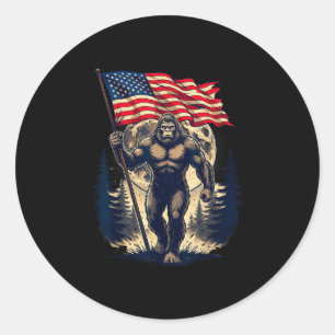 Big foot bigfoot sasquatch american flag patriotic classic round sticker