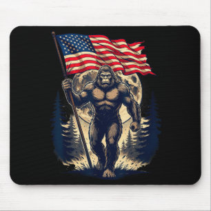 Big foot bigfoot sasquatch american flag patriotic mouse pad