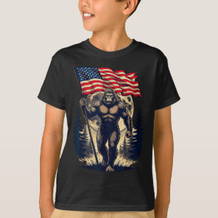 Big foot bigfoot sasquatch american flag patriotic T-Shirt