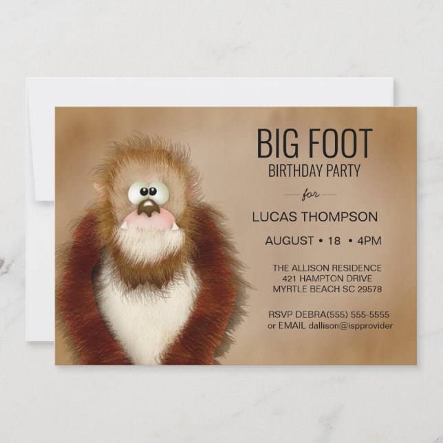 Big Foot  Birthday Party Invitation (Front)