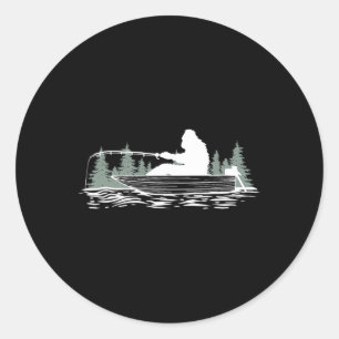 Big Foot Fishing Fishy Fishing Lover Fisherman Ret Classic Round Sticker