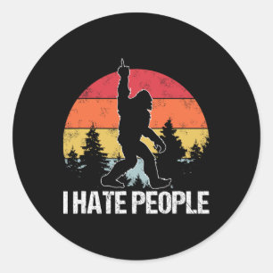 Big Foot I Hate People Middle Finger Sasquatch Ret Classic Round Sticker