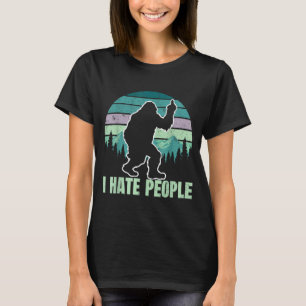 Big Foot I Hate People Middle Finger Sasquatch Ret T-Shirt