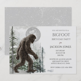 Big Foot/ Sasquatch Birthday Party Invitation