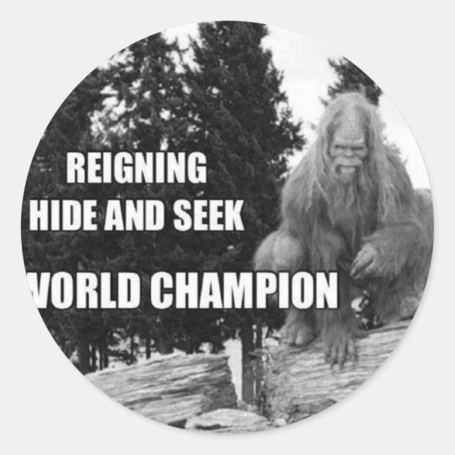 Big Foot , Sasquatch Hide and Seek Design Classic Round Sticker (Front)