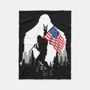 Big Foot Shirt Bigfoot American Flag Patriotic  Fleece Blanket