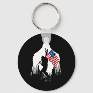 Big Foot Shirt Bigfoot American Flag Patriotic Key Ring