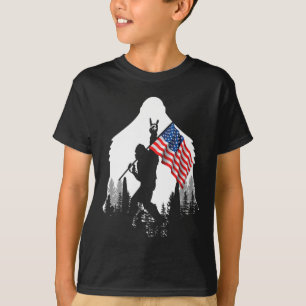 Big Foot Shirt - Bigfoot Sasquatch American Flag P