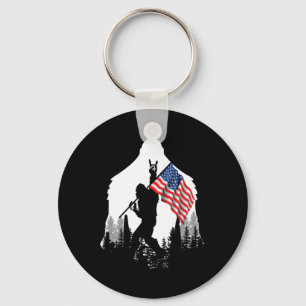 Big Foot Shirt - Bigfoot Sasquatch American Flag P Key Ring