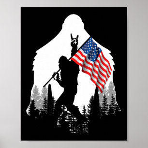 Big Foot Shirt - Bigfoot Sasquatch American Flag P Poster
