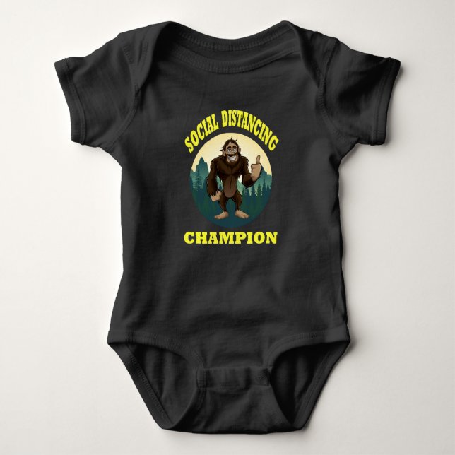 Big Foot Social Distancing Funny Baby Bodysuit (Front)