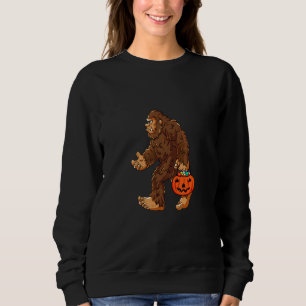 Big Foot Trich Or Treat Pumpkin Candy Happy Hallow Sweatshirt