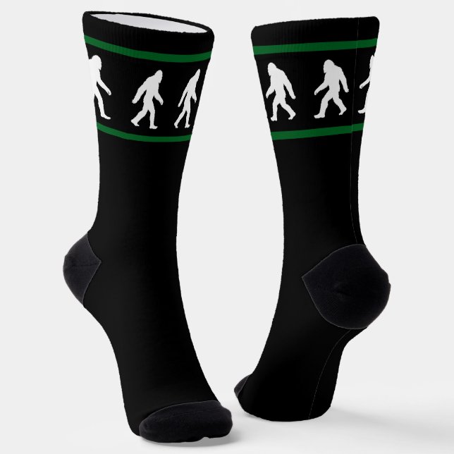 Big Foot Walking Cool Sasquatch Believer Socks (Angled)