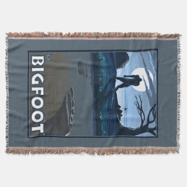 Big Foot walking through Golf Course Throw Blanket (Front)