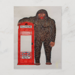 big foot with phonebox, postcard