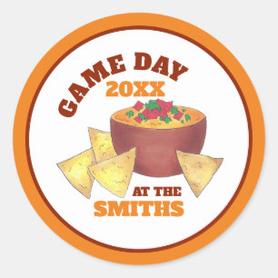 Big Football Game Tailgate Party Chips Cheese Dip Classic Round Sticker