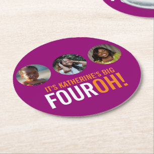 BIG FOUROH! 40 name and photo templates coasters