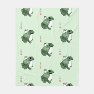 Big Frog Little Japanese Frog Toad 19th Century  Fleece Blanket