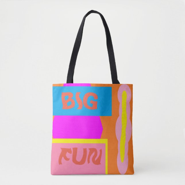 Big Fun Pink Lemon with logo message Tote Bag (Front)