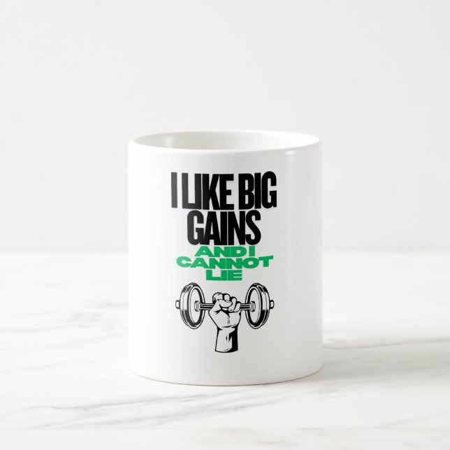 Big Gains Funny Gym Shirt Coffee Mug (Center)