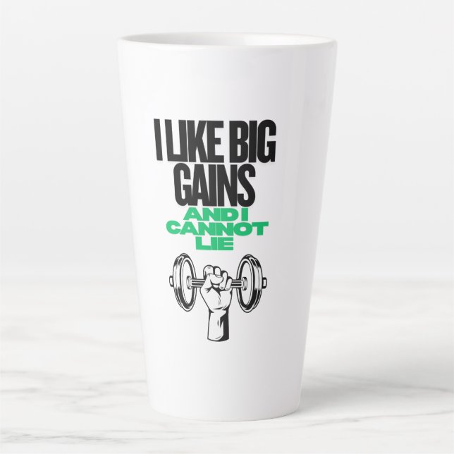 Big Gains Funny Gym Shirt Latte Mug (Front)