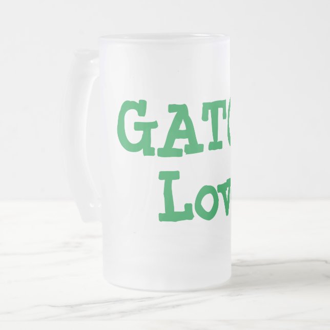 Big Gator Love Frosted Glass Beer Mug (Front Left)