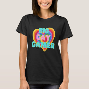 Big Gay Gamer Lgbtq Pride Ally Rainbow Flag T-Shirt