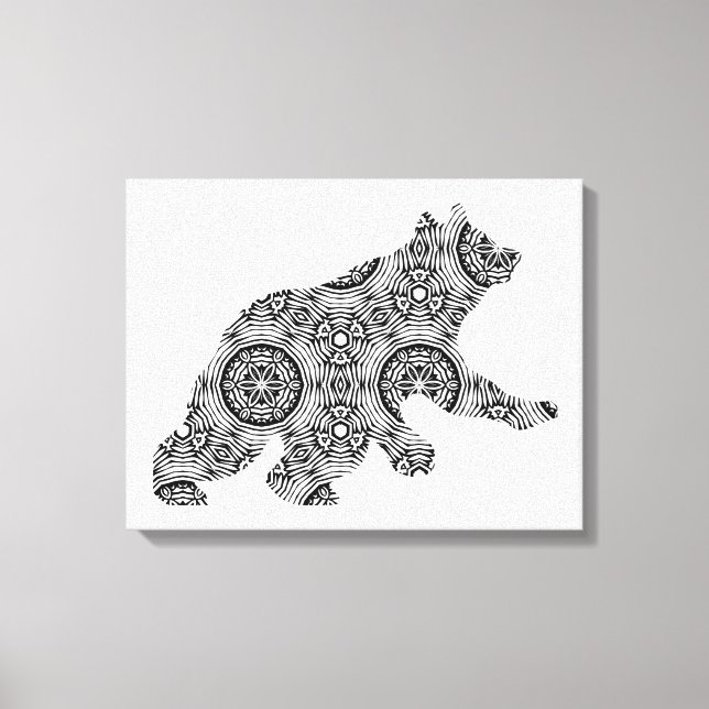 Big Geometric Bear Art Adult Colouring Page Canvas Print (Front)