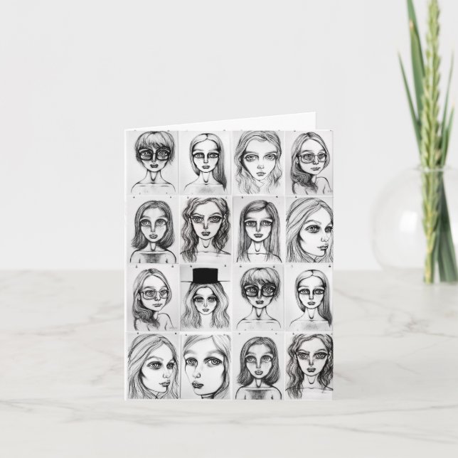 Big Girl Drawings Greeting Card (Front)