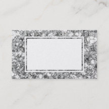 Big Glitter Sparkle Silver Blank Business Cards