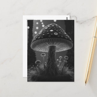 Big Glowy Mushroom - Black & White Postcard