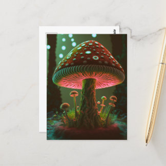 Big Glowy Mushroom - Green & Orange Postcard