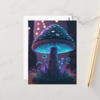 Big Glowy Mushroom - Purple & Blue Postcard