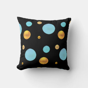 Big Gold and Turquoise Polka Dots Cushion