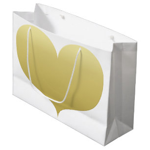 Big Gold Heart Romantic Gift Bag