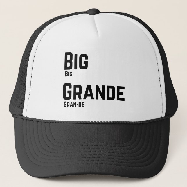 Big Grande Educational English Spanish Flashcard Trucker Hat (Front)