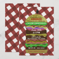 Big Greasy Hamburger Summer Cookout Red Invitation