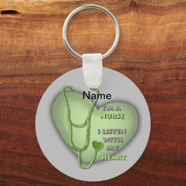 Big green heart nurse  key ring (Front)