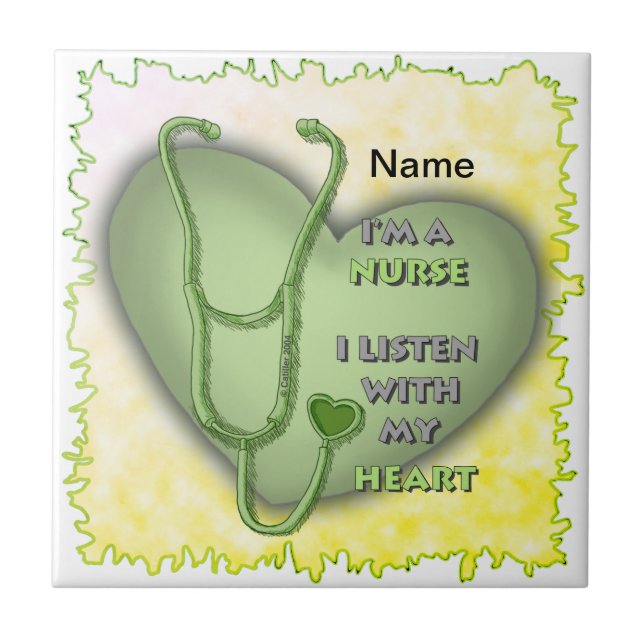 Big green heart nurse  tile (Front)