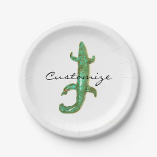 Big green lizard Thunder_Cove Paper Plate