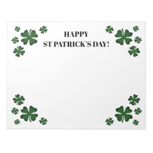 Big green lucky clovers St Patrick's Day notepad