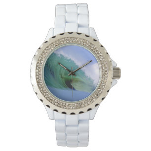 Big green powerful ocean surfing wave watch