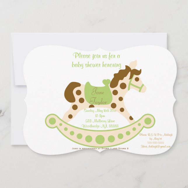 Big Green Rocking Horse Baby Shower Invitation (Front)